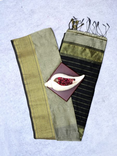 Midnight Grace – Pure Handloom Cotton Silk Saree in Black