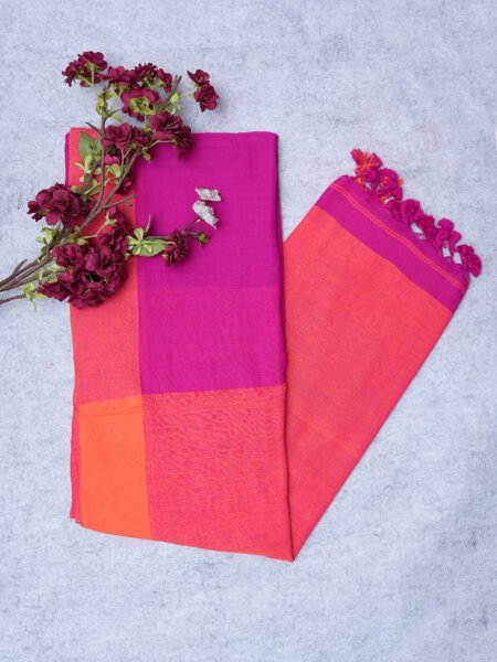 Royal Bloom – Pure Handloom Cotton Saree in Purple