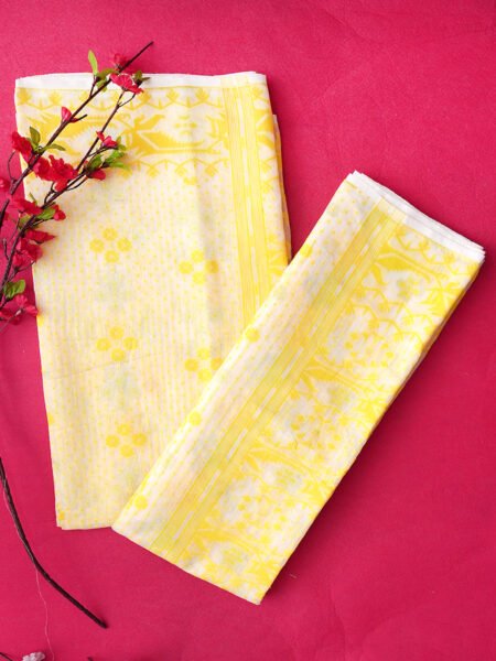 Golden Aura – Pure Cotton Jamdani Suit Material Set