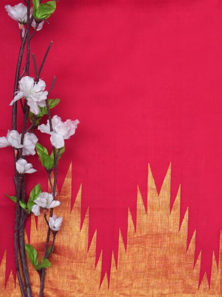 Crimson Elegance – Pure Kanjeevaram Silk Saree with Gold Zari