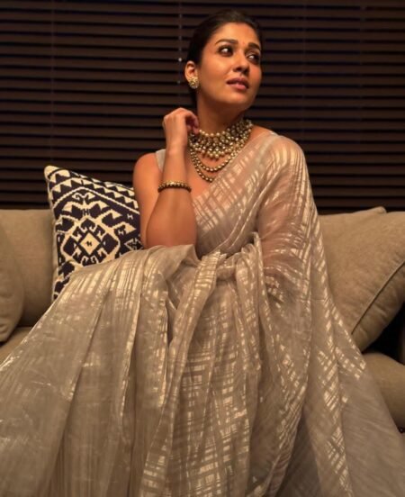 Women Silver Saree