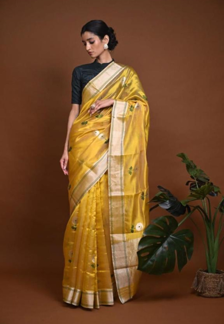 Chanderi Handwoven Pure Pattu Silk Saree