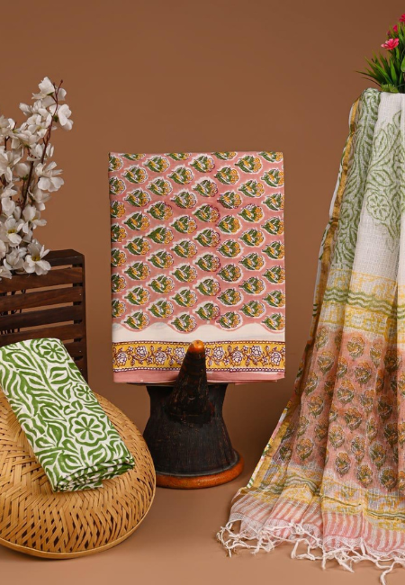 Cotton Suits With Kota Doria Dupatta Coral Blush