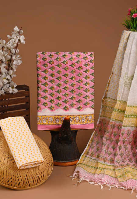 Cotton Suits With Kota Doria Dupatta  Blush Pink