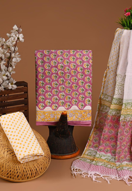 Cotton Suits With Kota Doria Dupatta Muted Pink